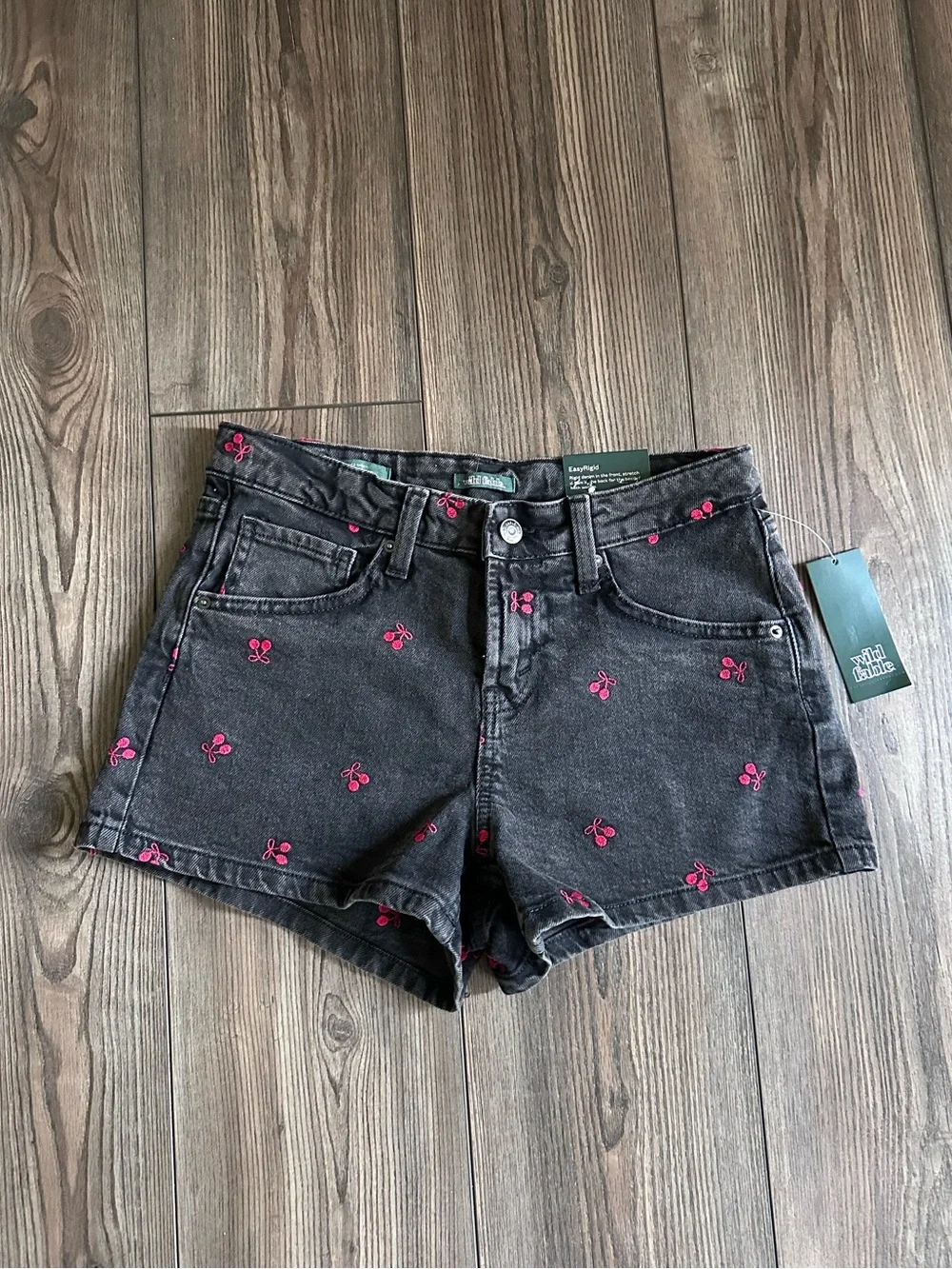 Wild Fable Cherry Embroidered Mid-Rise Denim Shorts | Size 0